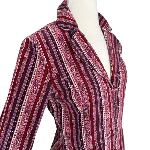 Vintage Inspired Boho Purple Velvet Stripe Blazer Jacket Hippie Retro 70s Small - Picture 5 of 13